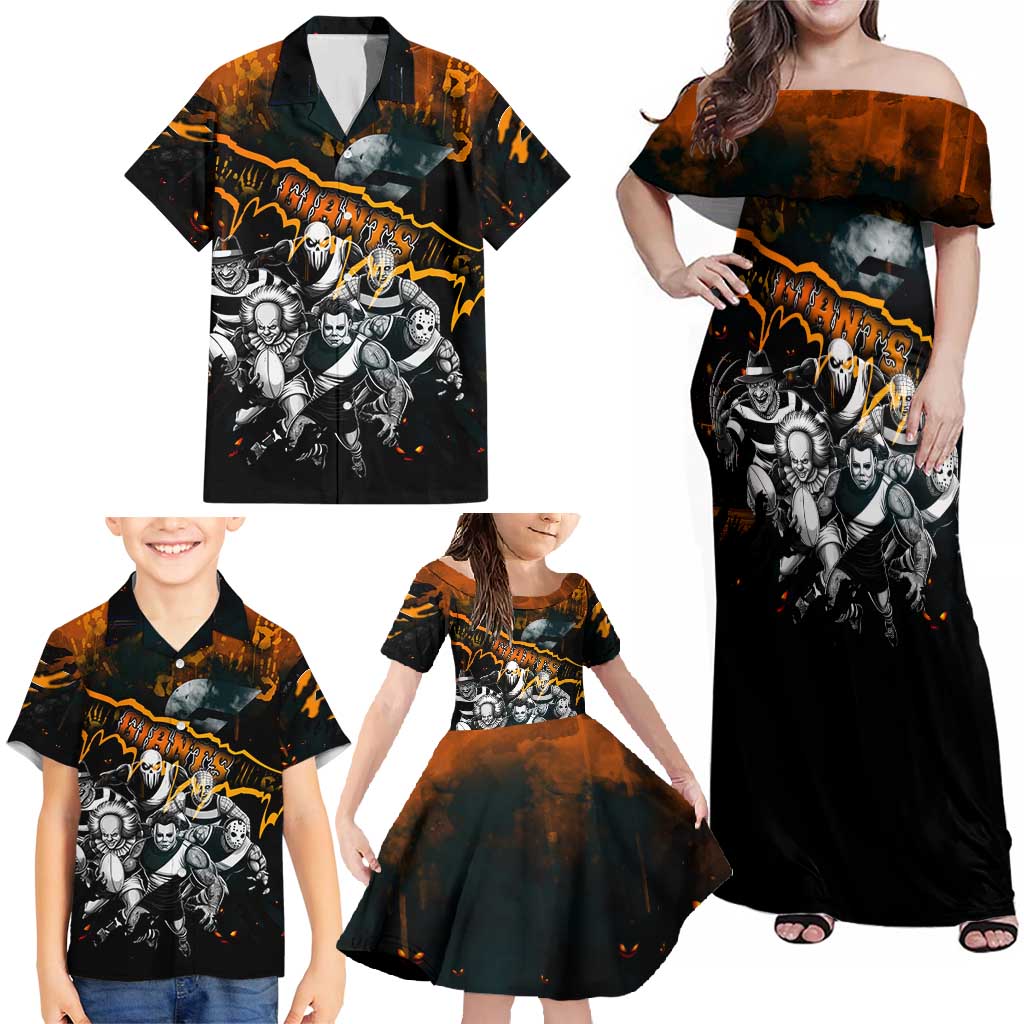 Step Into Horror Domain Giants Football Family Matching Off Shoulder Maxi Dress and Hawaiian Shirt Halloween Horror Movie Characters - Aussie Hoodie