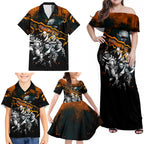 Step Into Horror Domain Giants Football Family Matching Off Shoulder Maxi Dress and Hawaiian Shirt Halloween Horror Movie Characters - Aussie Hoodie