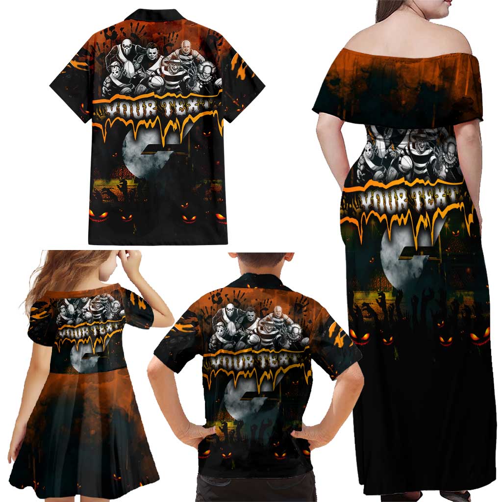 Step Into Horror Domain Giants Football Family Matching Off Shoulder Maxi Dress and Hawaiian Shirt Halloween Horror Movie Characters - Aussie Hoodie