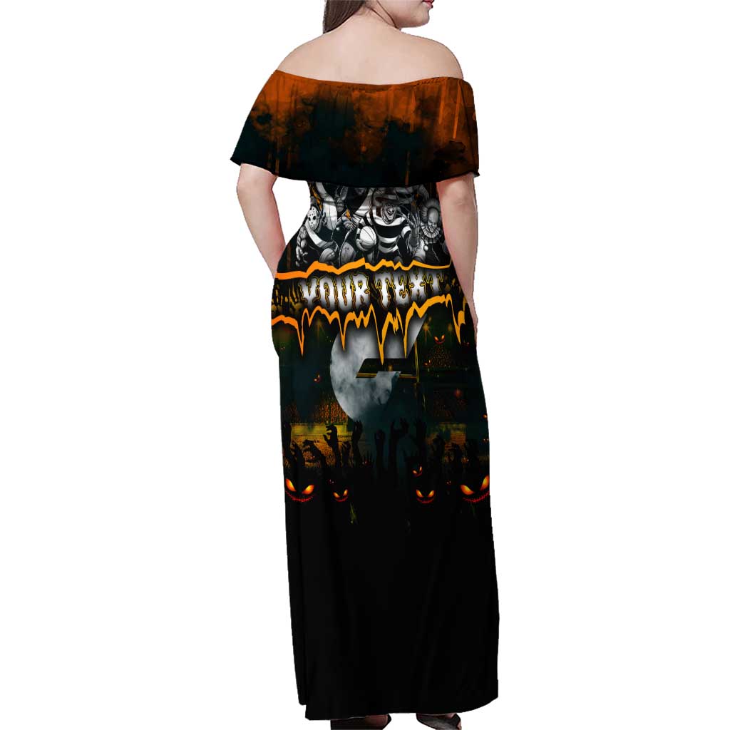 Step Into Horror Domain Giants Football Family Matching Off Shoulder Maxi Dress and Hawaiian Shirt Halloween Horror Movie Characters - Aussie Hoodie