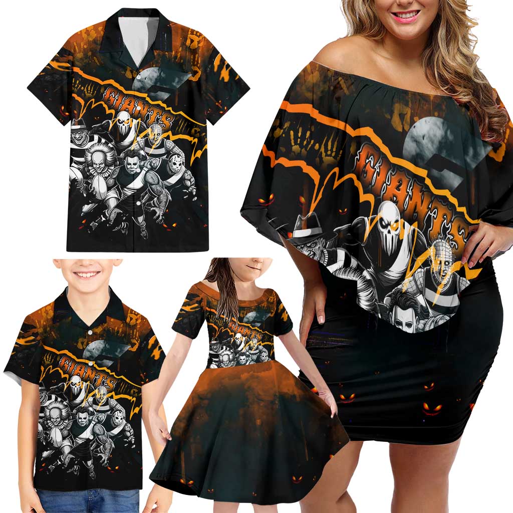 Step Into Horror Domain Giants Football Family Matching Off Shoulder Short Dress and Hawaiian Shirt Halloween Horror Movie Characters - Aussie Hoodie
