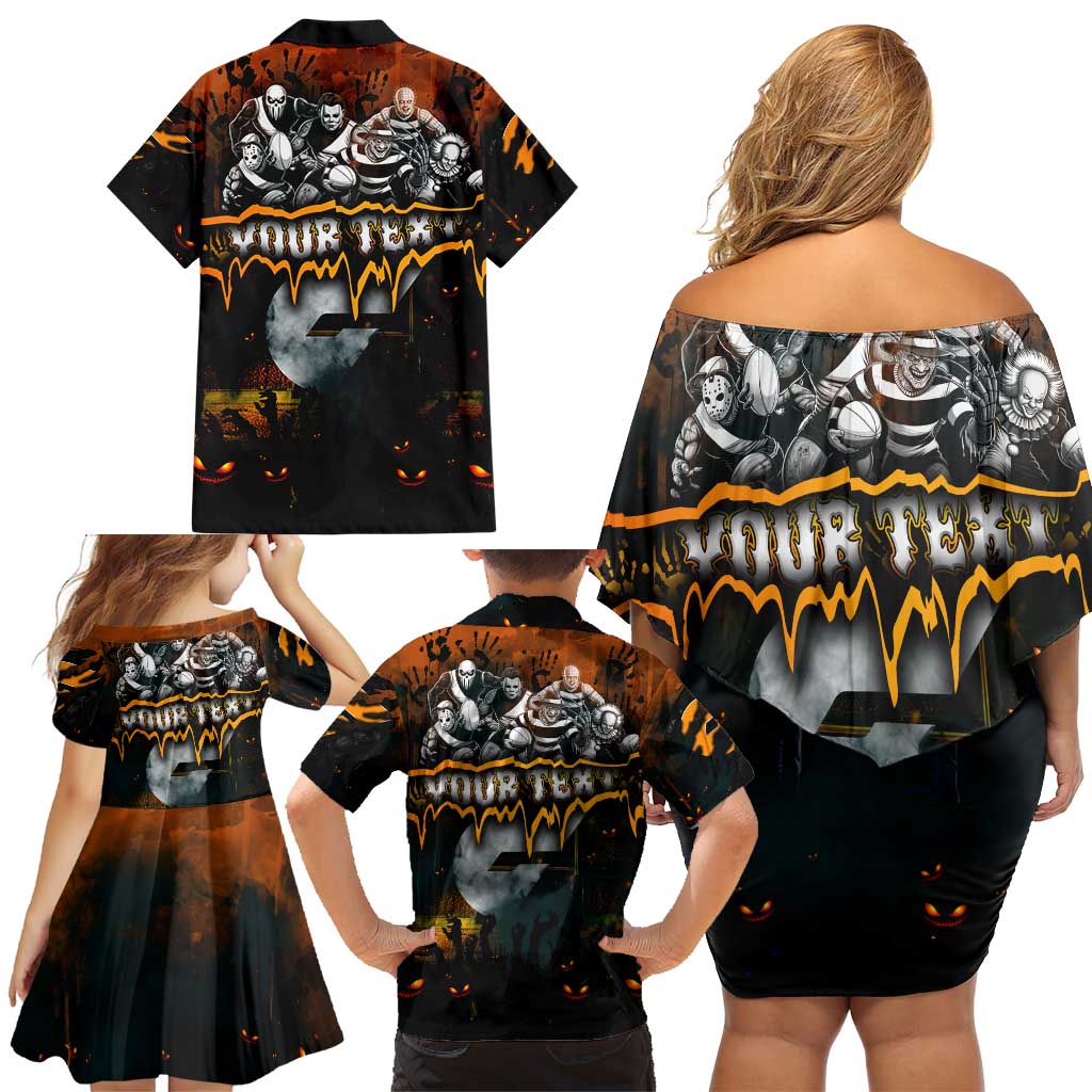 Step Into Horror Domain Giants Football Family Matching Off Shoulder Short Dress and Hawaiian Shirt Halloween Horror Movie Characters - Aussie Hoodie