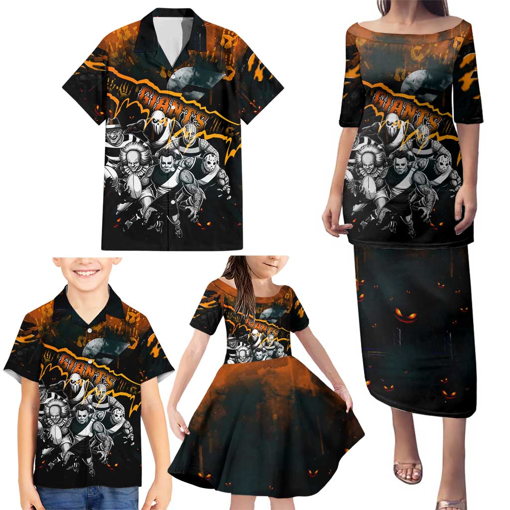 Step Into Horror Domain Giants Football Family Matching Puletasi and Hawaiian Shirt Halloween Horror Movie Characters - Aussie Hoodie