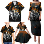 Step Into Horror Domain Giants Football Family Matching Puletasi and Hawaiian Shirt Halloween Horror Movie Characters - Aussie Hoodie