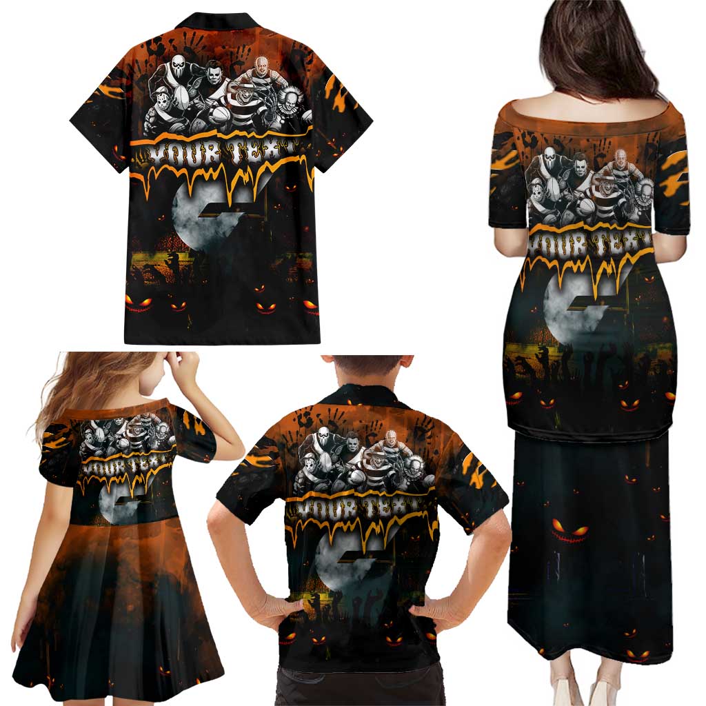 Step Into Horror Domain Giants Football Family Matching Puletasi and Hawaiian Shirt Halloween Horror Movie Characters - Aussie Hoodie