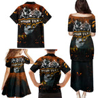 Step Into Horror Domain Giants Football Family Matching Puletasi and Hawaiian Shirt Halloween Horror Movie Characters - Aussie Hoodie