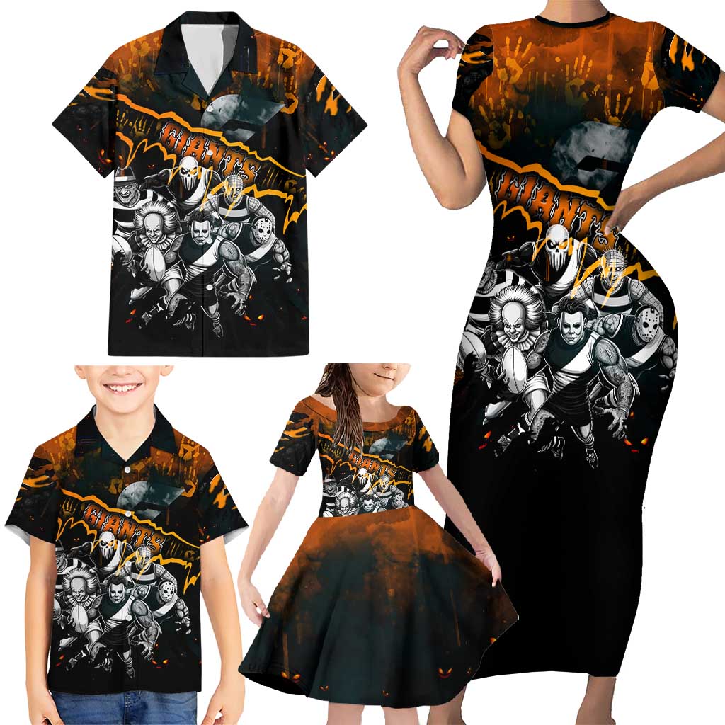 Step Into Horror Domain Giants Football Family Matching Short Sleeve Bodycon Dress and Hawaiian Shirt Halloween Horror Movie Characters - Aussie Hoodie