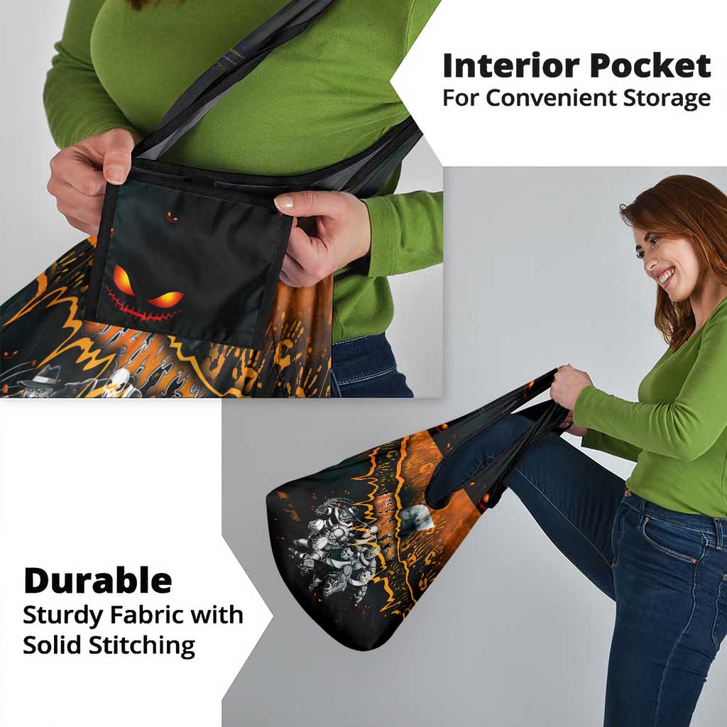 Step Into Horror Domain Giants Football Grocery Bag Halloween Horror Movie Characters - Aussie Hoodie