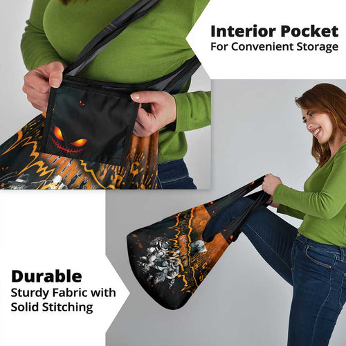 Step Into Horror Domain Giants Football Grocery Bag Halloween Horror Movie Characters - Aussie Hoodie