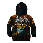 Step Into Horror Domain Giants Football Kid Hoodie Halloween Horror Movie Characters - Aussie Hoodie