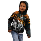 Step Into Horror Domain Giants Football Kid Hoodie Halloween Horror Movie Characters - Aussie Hoodie