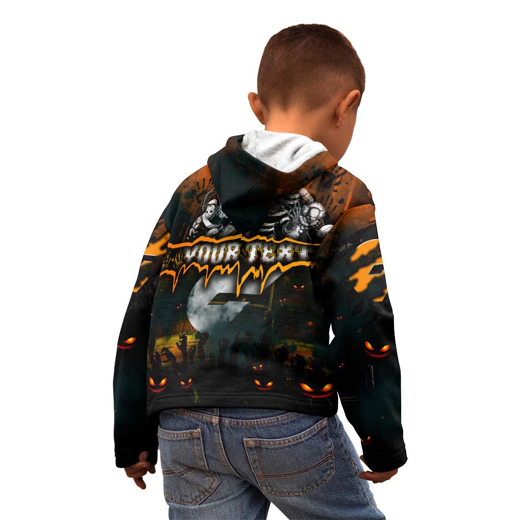 Step Into Horror Domain Giants Football Kid Hoodie Halloween Horror Movie Characters - Aussie Hoodie