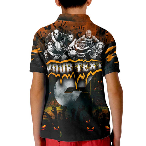 Step Into Horror Domain Giants Football Kid Polo Shirt Halloween Horror Movie Characters - Aussie Hoodie