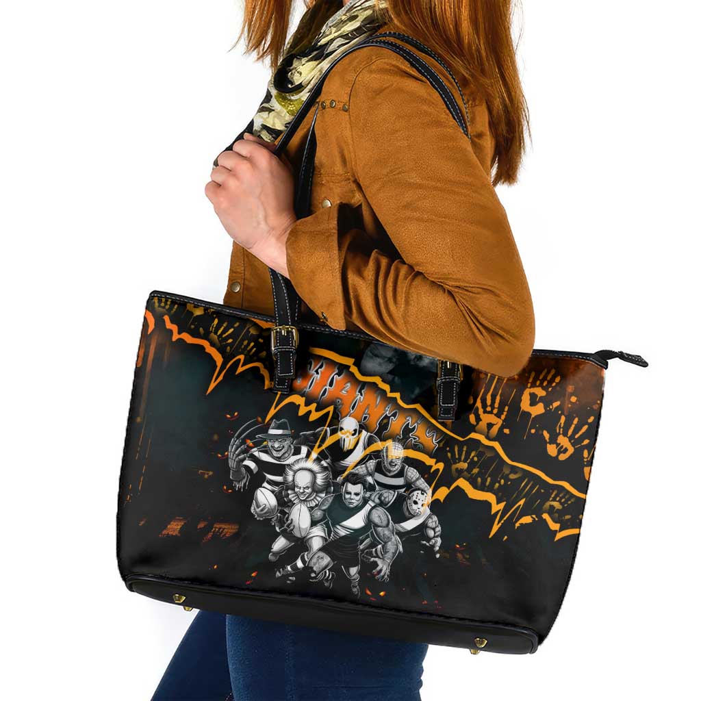 Step Into Horror Domain Giants Football Leather Tote Bag Halloween Horror Movie Characters - Aussie Hoodie