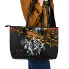 Step Into Horror Domain Giants Football Leather Tote Bag Halloween Horror Movie Characters - Aussie Hoodie