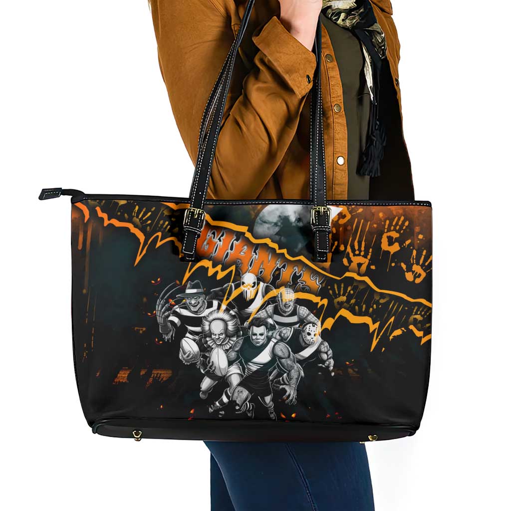 Step Into Horror Domain Giants Football Leather Tote Bag Halloween Horror Movie Characters - Aussie Hoodie