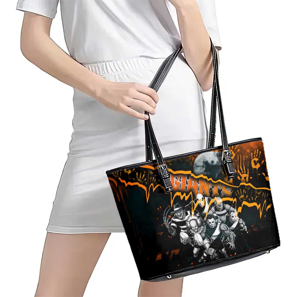 Step Into Horror Domain Giants Football Leather Tote Bag Halloween Horror Movie Characters - Aussie Hoodie