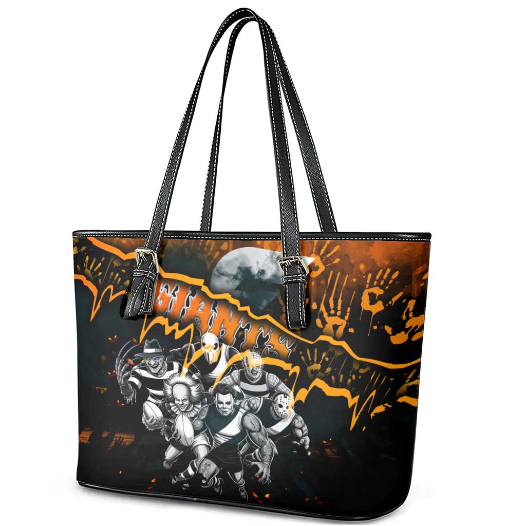 Step Into Horror Domain Giants Football Leather Tote Bag Halloween Horror Movie Characters - Aussie Hoodie