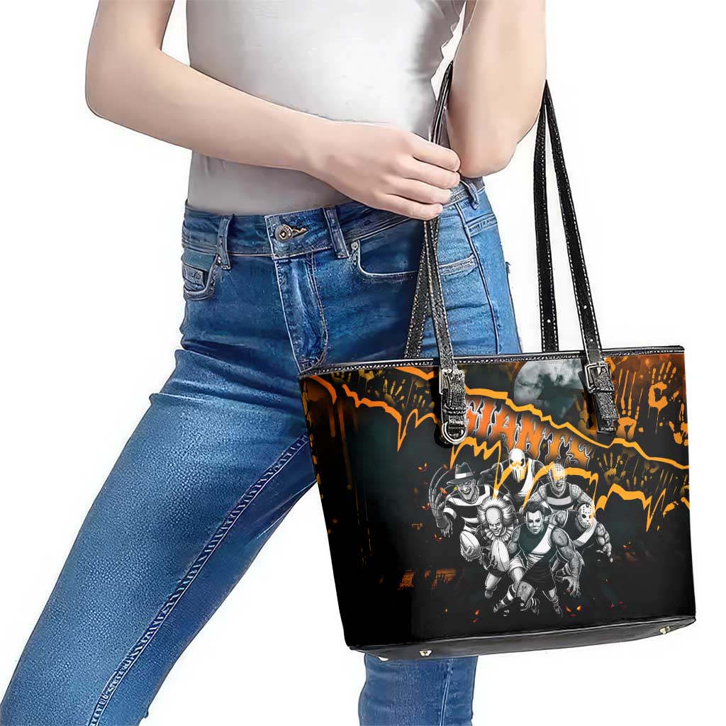 Step Into Horror Domain Giants Football Leather Tote Bag Halloween Horror Movie Characters - Aussie Hoodie