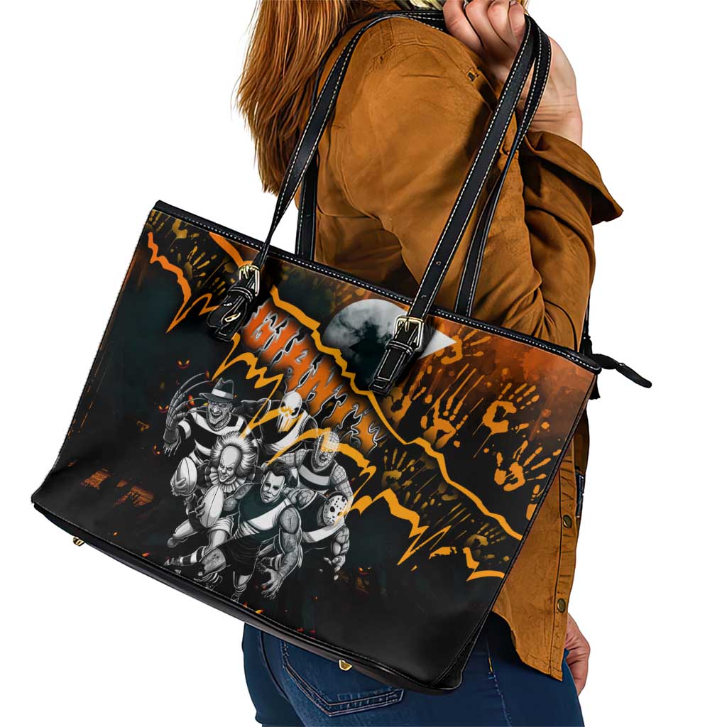 Step Into Horror Domain Giants Football Leather Tote Bag Halloween Horror Movie Characters - Aussie Hoodie