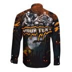 Step Into Horror Domain Giants Football Long Sleeve Button Shirt Halloween Horror Movie Characters - Aussie Hoodie