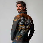 Step Into Horror Domain Giants Football Long Sleeve Polo Shirt Halloween Horror Movie Characters - Aussie Hoodie