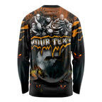 Step Into Horror Domain Giants Football Long Sleeve Shirt Halloween Horror Movie Characters - Aussie Hoodie