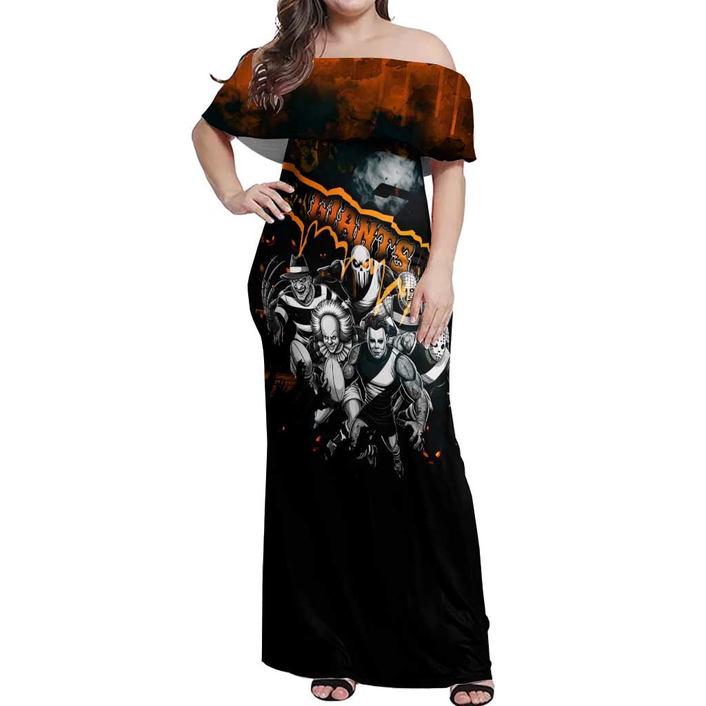 Step Into Horror Domain Giants Football Off Shoulder Maxi Dress Halloween Horror Movie Characters - Aussie Hoodie