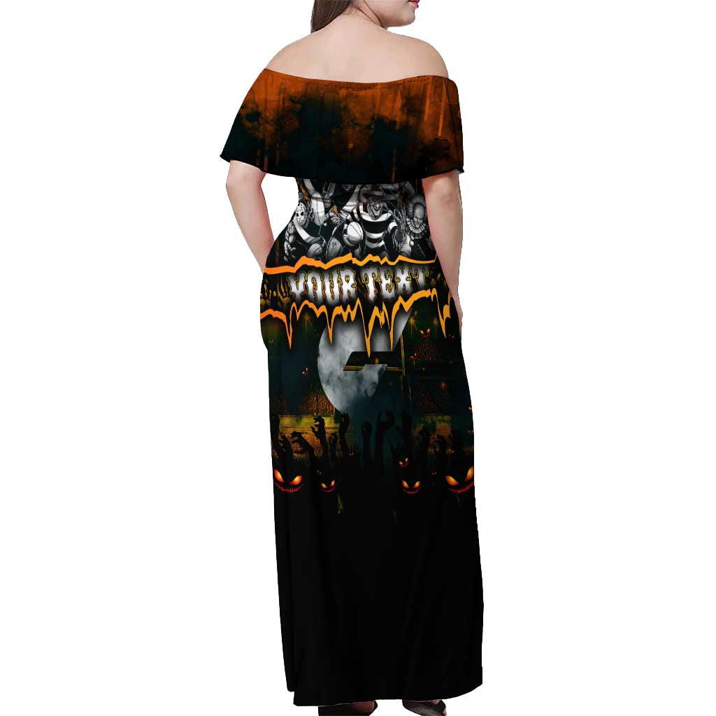 Step Into Horror Domain Giants Football Off Shoulder Maxi Dress Halloween Horror Movie Characters - Aussie Hoodie