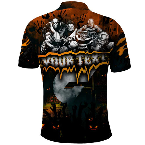 Step Into Horror Domain Giants Football Polo Shirt Halloween Horror Movie Characters - Aussie Hoodie