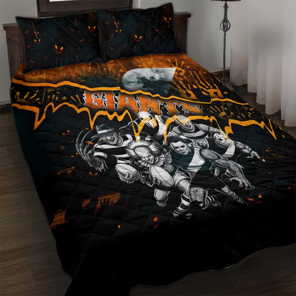Step Into Horror Domain Giants Football Quilt Bed Set Halloween Horror Movie Characters - Aussie Hoodie