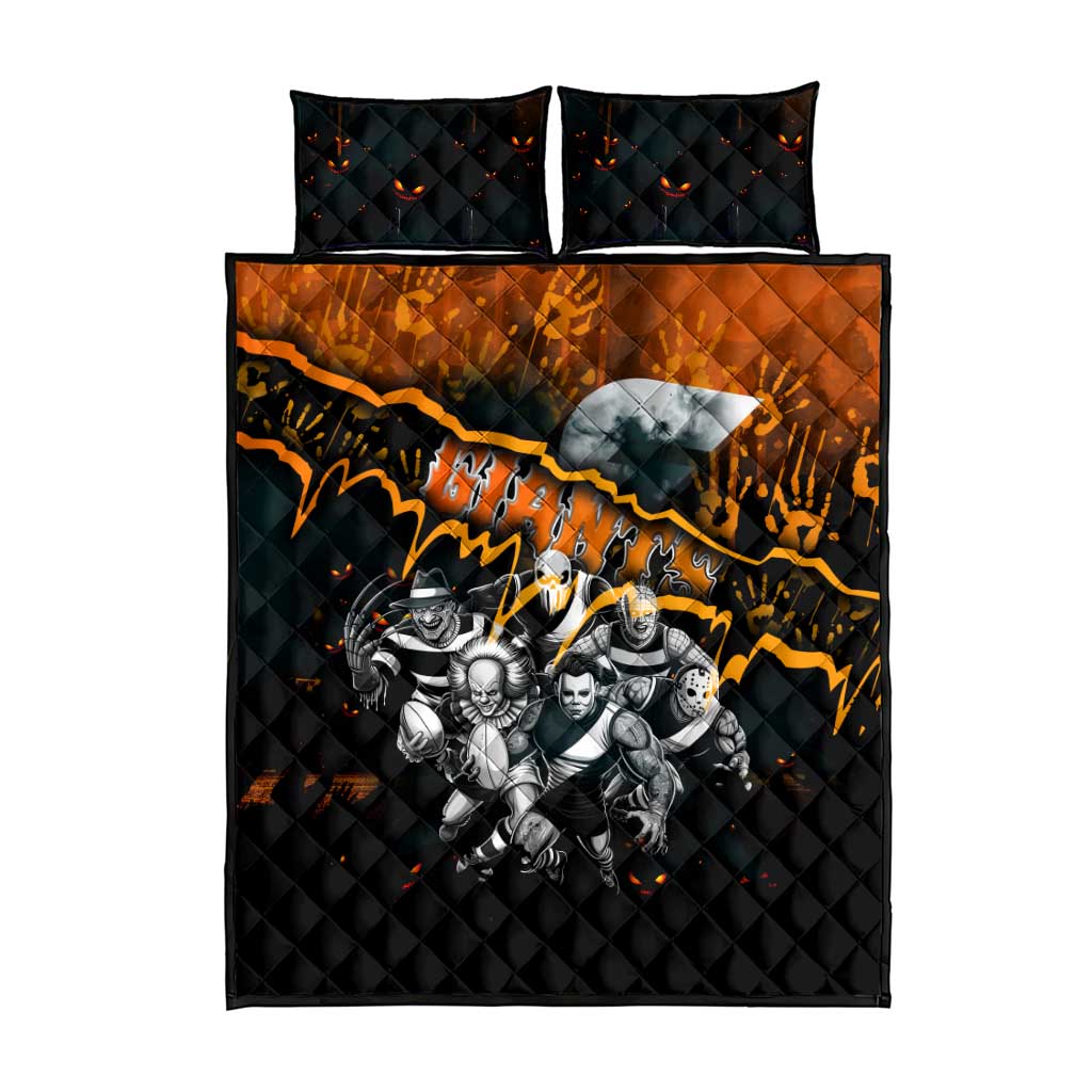 Step Into Horror Domain Giants Football Quilt Bed Set Halloween Horror Movie Characters - Aussie Hoodie