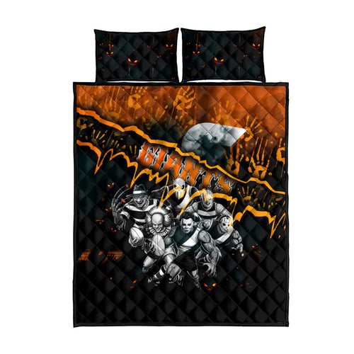 Step Into Horror Domain Giants Football Quilt Bed Set Halloween Horror Movie Characters - Aussie Hoodie
