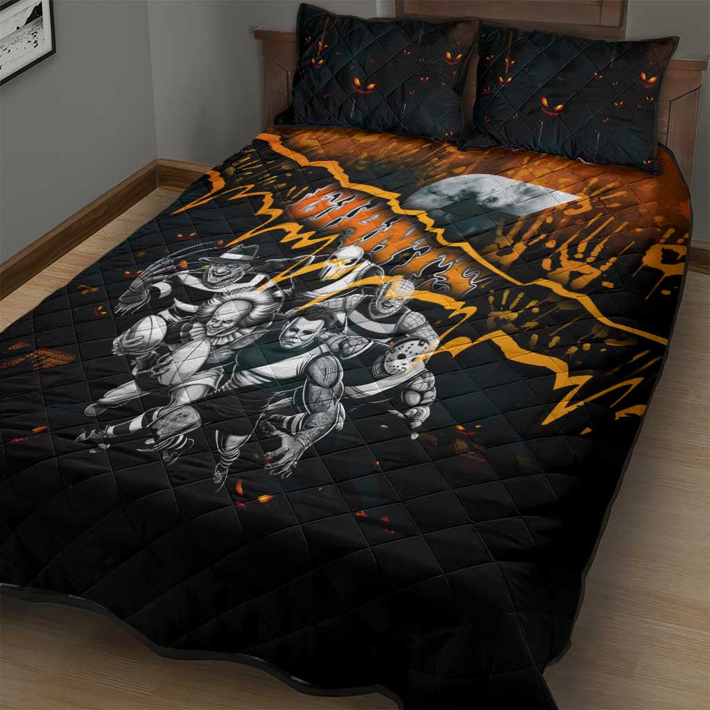 Step Into Horror Domain Giants Football Quilt Bed Set Halloween Horror Movie Characters - Aussie Hoodie