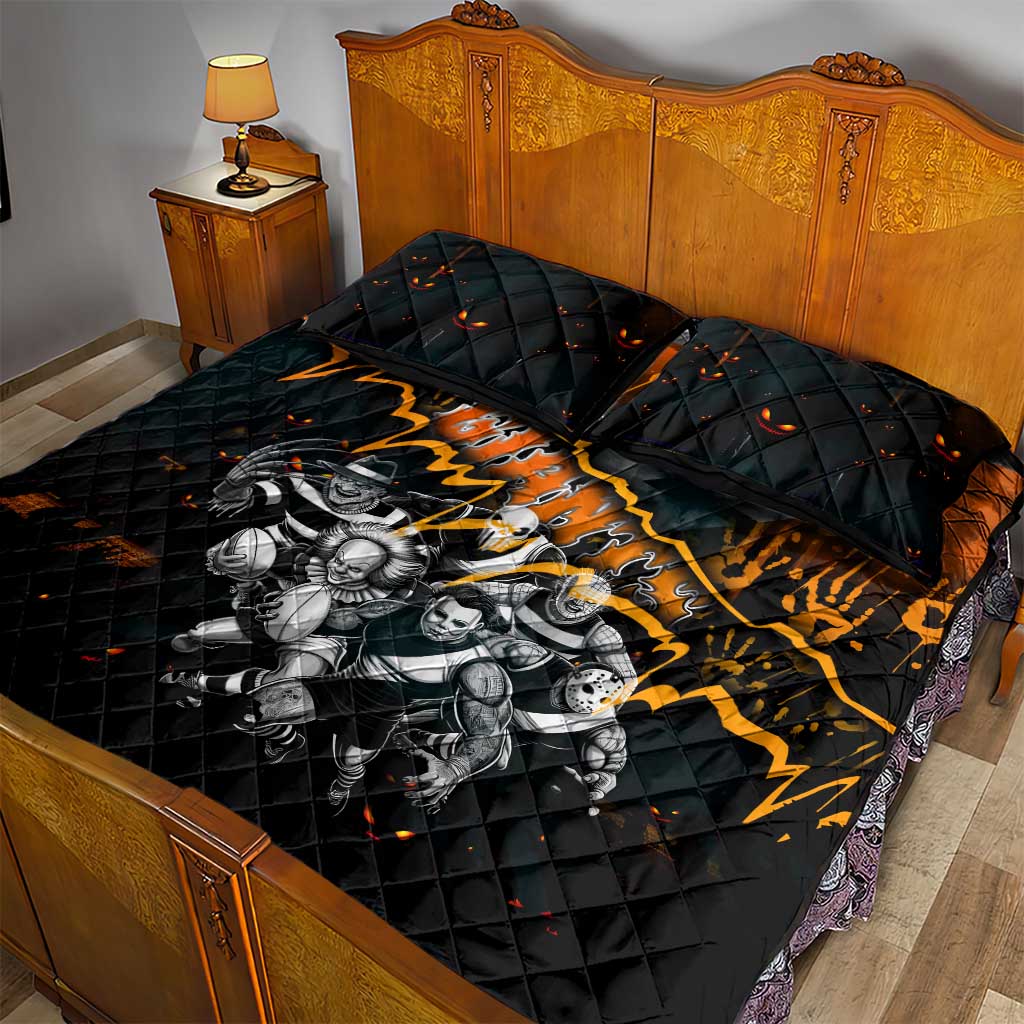 Step Into Horror Domain Giants Football Quilt Bed Set Halloween Horror Movie Characters - Aussie Hoodie