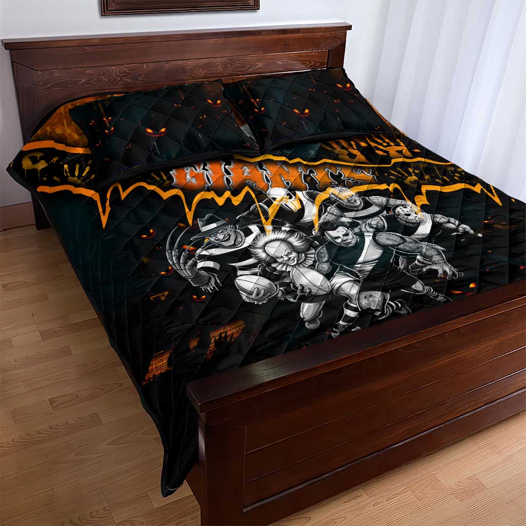 Step Into Horror Domain Giants Football Quilt Bed Set Halloween Horror Movie Characters - Aussie Hoodie