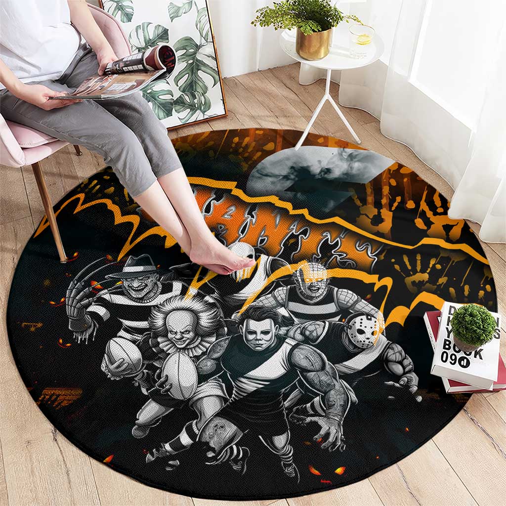 Step Into Horror Domain Giants Football Round Carpet Halloween Horror Movie Characters - Aussie Hoodie