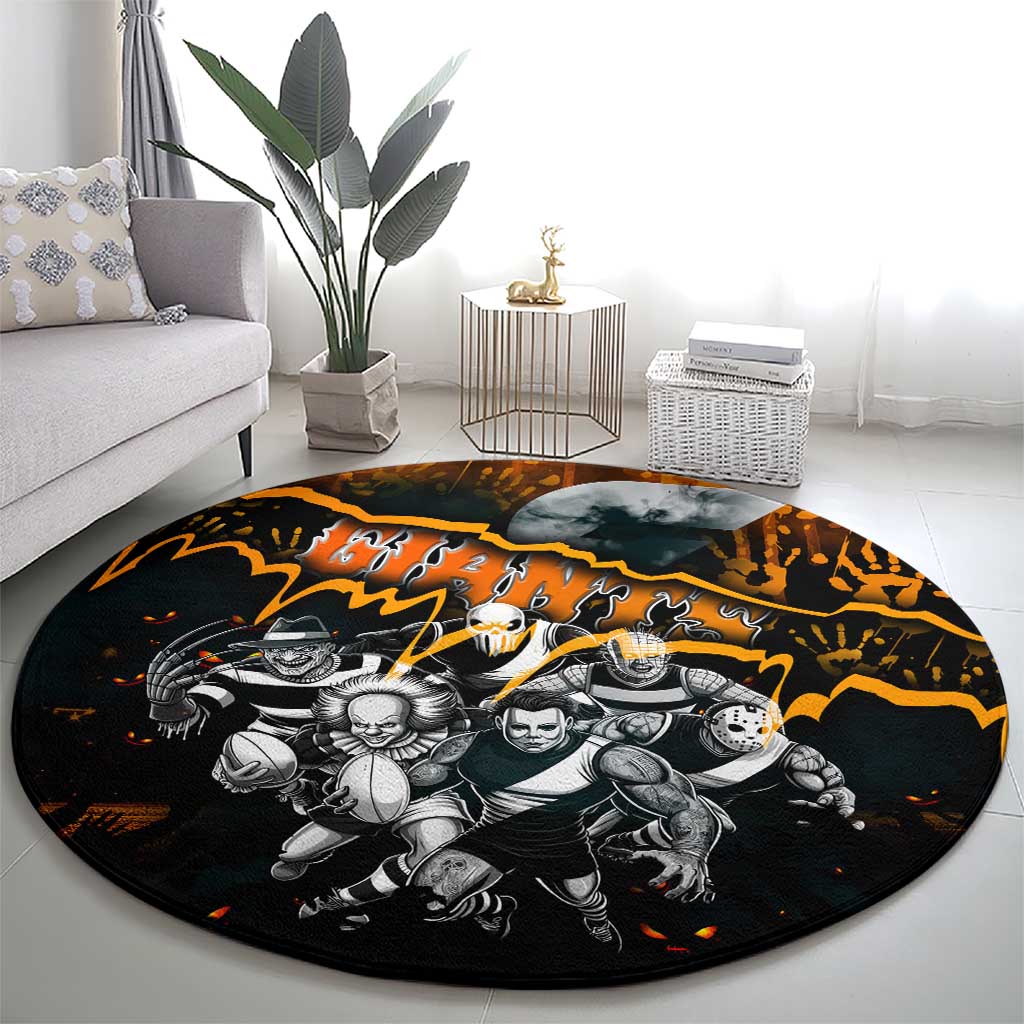 Step Into Horror Domain Giants Football Round Carpet Halloween Horror Movie Characters - Aussie Hoodie