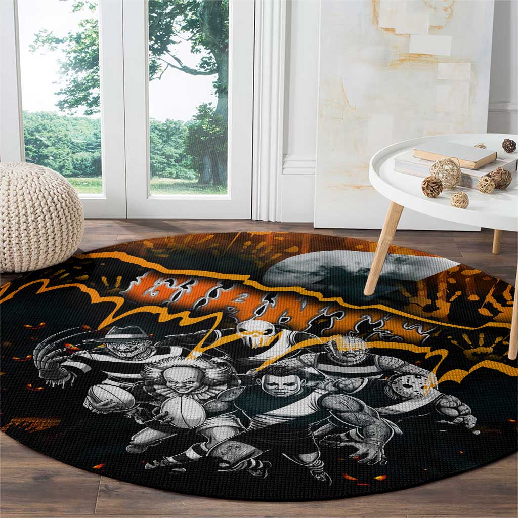Step Into Horror Domain Giants Football Round Carpet Halloween Horror Movie Characters - Aussie Hoodie