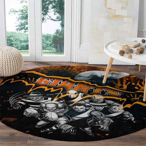 Step Into Horror Domain Giants Football Round Carpet Halloween Horror Movie Characters - Aussie Hoodie