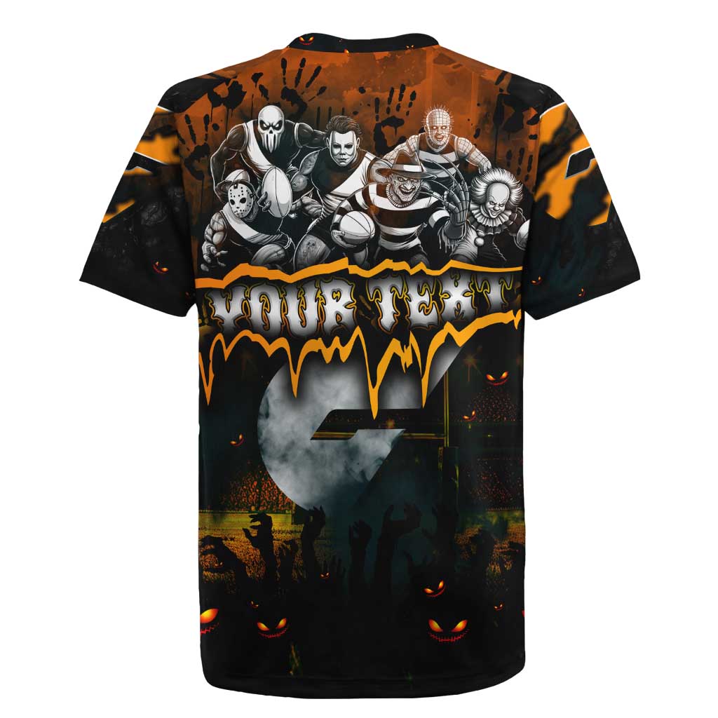 Step Into Horror Domain Giants Football Rugby Jersey Halloween Horror Movie Characters - Aussie Hoodie