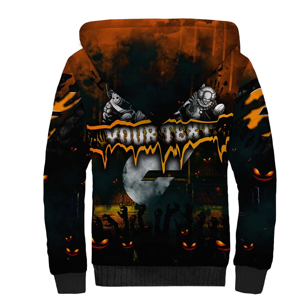 Step Into Horror Domain Giants Football Sherpa Hoodie Halloween Horror Movie Characters - Aussie Hoodie