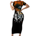 Step Into Horror Domain Giants Football Short Sleeve Bodycon Dress Halloween Horror Movie Characters - Aussie Hoodie