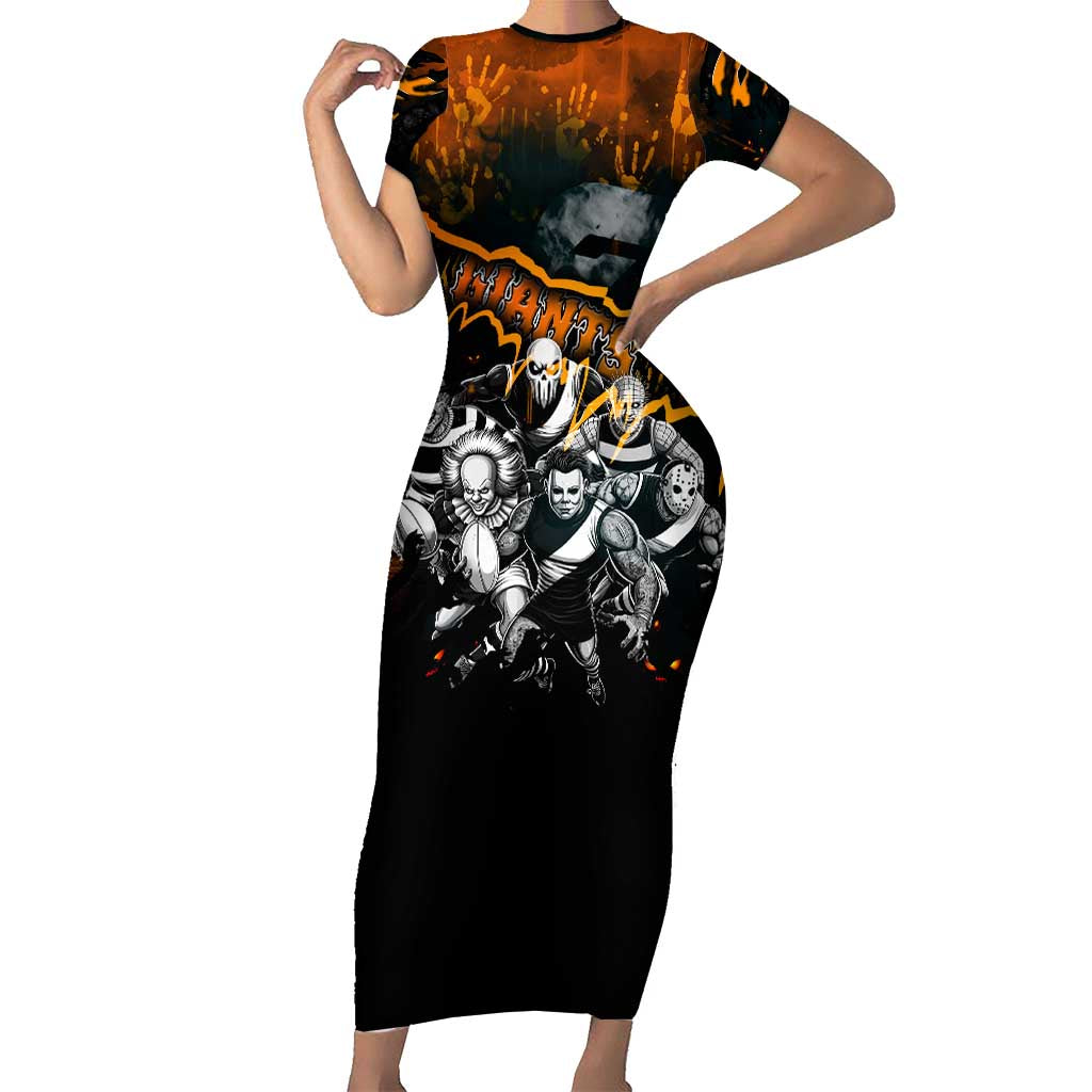 Step Into Horror Domain Giants Football Short Sleeve Bodycon Dress Halloween Horror Movie Characters - Aussie Hoodie