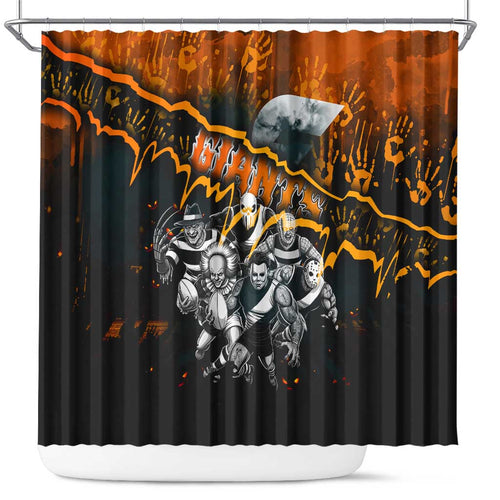 Step Into Horror Domain Giants Football Shower Curtain Halloween Horror Movie Characters - Aussie Hoodie