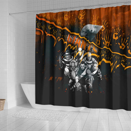 Step Into Horror Domain Giants Football Shower Curtain Halloween Horror Movie Characters - Aussie Hoodie