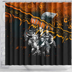 Step Into Horror Domain Giants Football Shower Curtain Halloween Horror Movie Characters - Aussie Hoodie