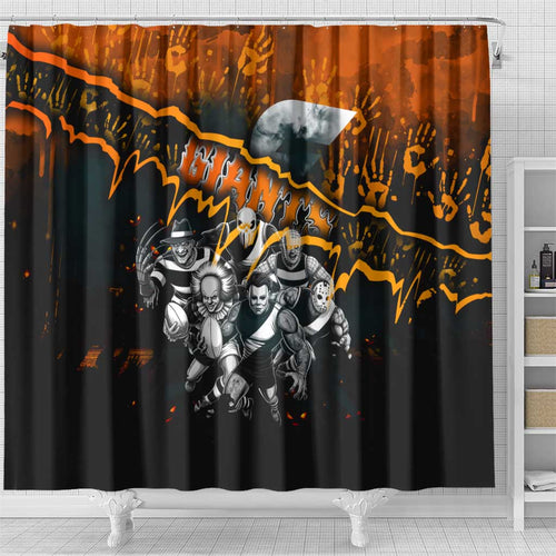 Step Into Horror Domain Giants Football Shower Curtain Halloween Horror Movie Characters - Aussie Hoodie