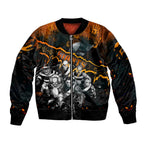 Step Into Horror Domain Giants Football Sleeve Zip Bomber Jacket Halloween Horror Movie Characters - Aussie Hoodie