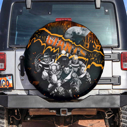 Step Into Horror Domain Giants Football Spare Tire Cover Halloween Horror Movie Characters - Aussie Hoodie